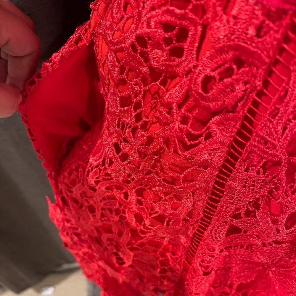 NWT Ted Baker Valens Mixed Lace Midi Dress ~ Red ~ 3 ~ US Size 8 - Picture 5 of 7